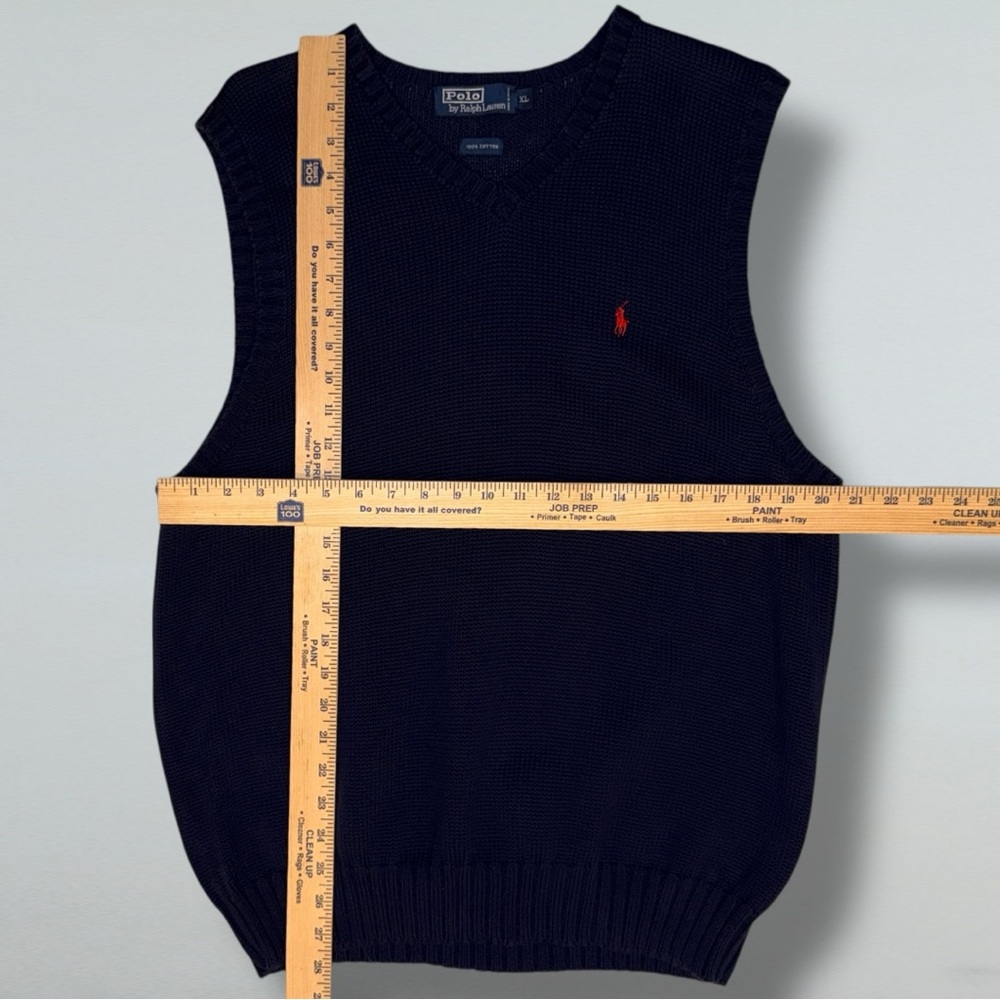 ⭐ POLO RALPH LAUREN 100% Cotton Knit Sweater Vest – Navy Blue, Red Pony –Size XL - Picture 16 of 16